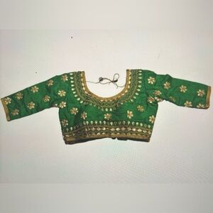 Green Embroidered Saree Blouse